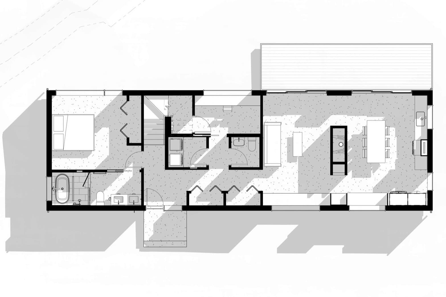 Cabin elevation drawing 1 — exterior view